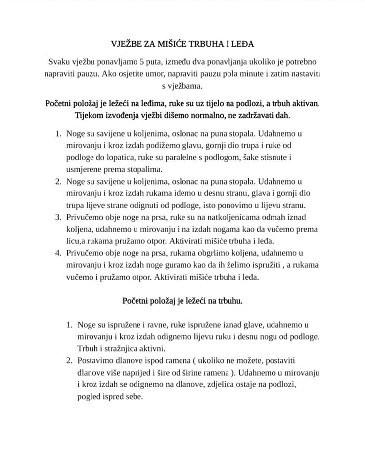 Opis vježbe za mišiće trbuha i leđa